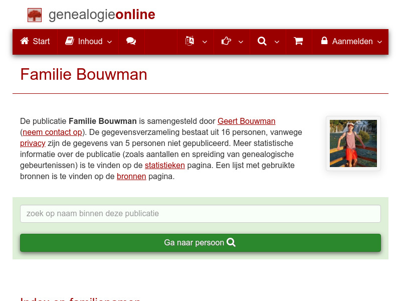 Screenshot van website