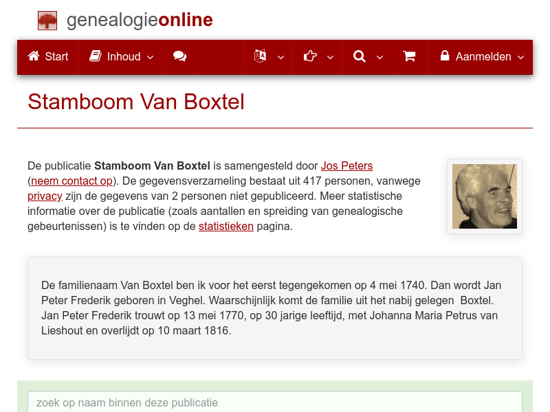Screenshot van website