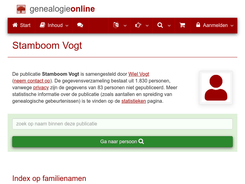 Screenshot van website