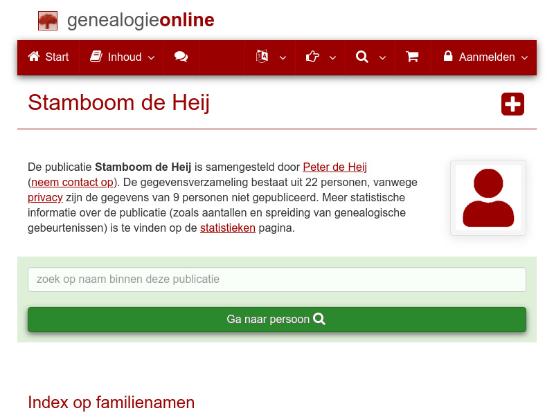 Screenshot van website