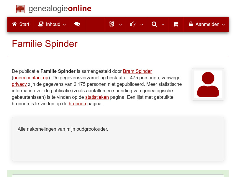 Screenshot van website