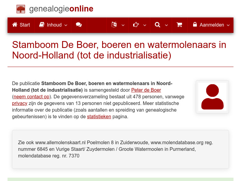 Screenshot van website