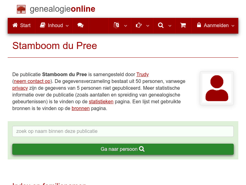 Screenshot van website