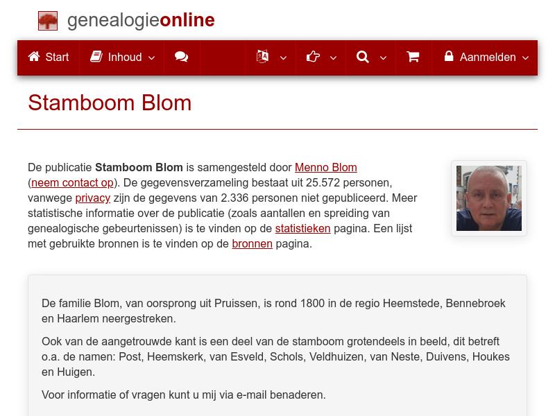Screenshot van website