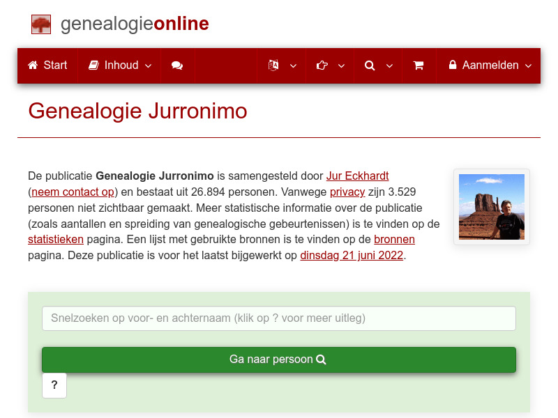 Screenshot van website