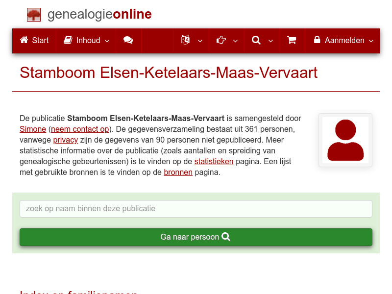 Screenshot van website
