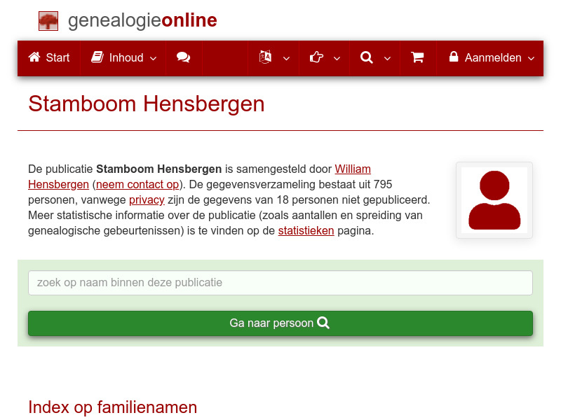Screenshot van website