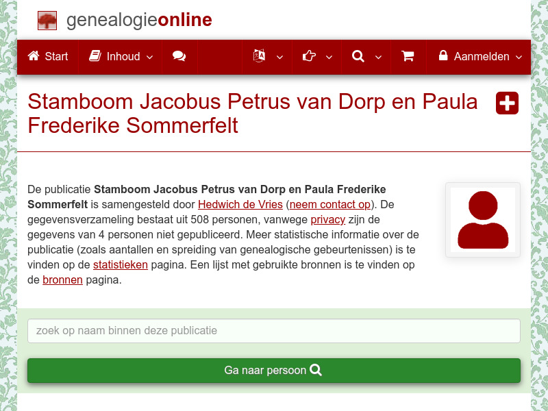 Screenshot van website