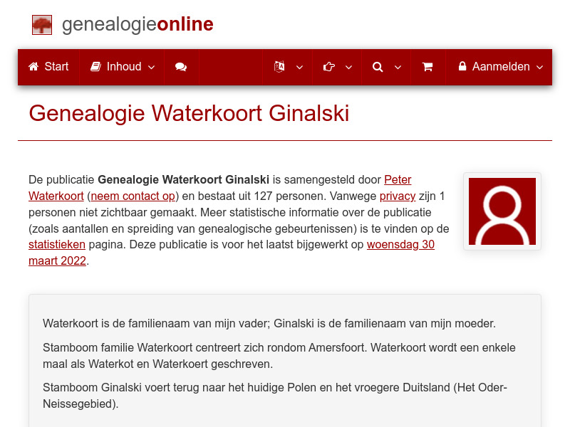 Screenshot van website