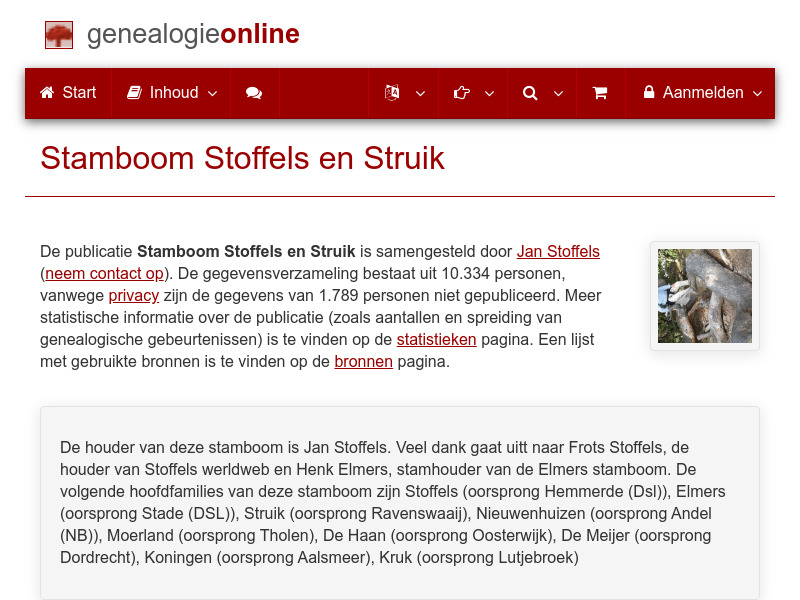 Screenshot van website