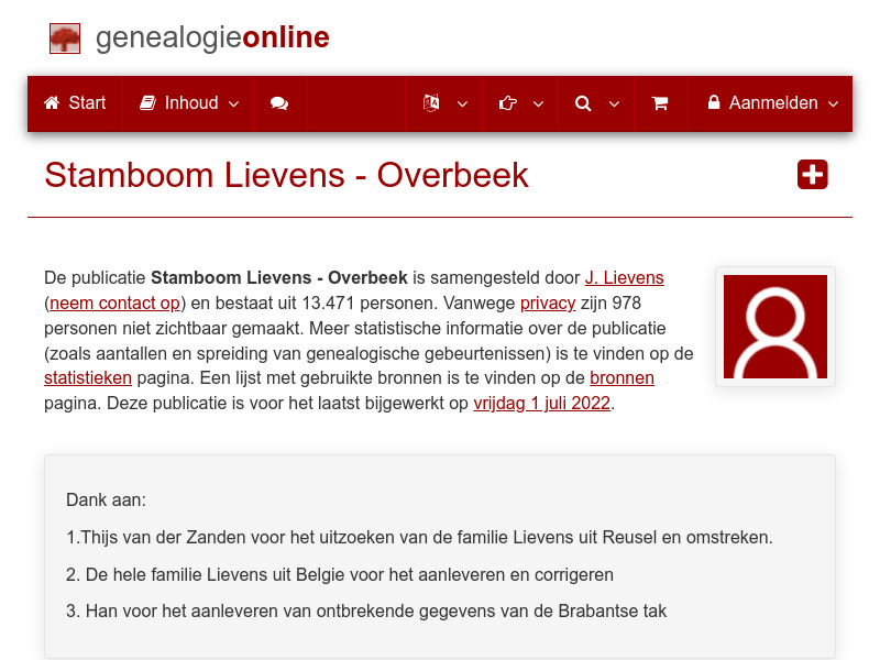 Screenshot van website