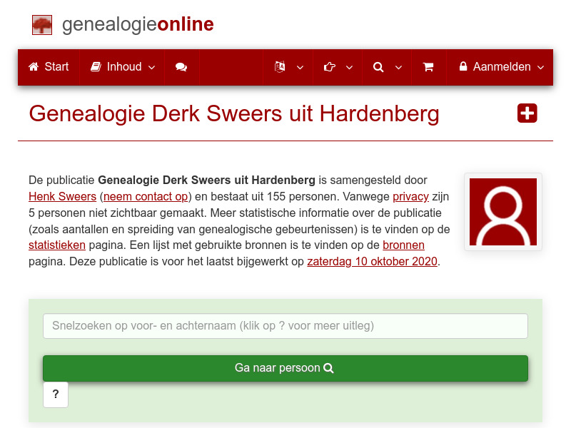 Screenshot van website