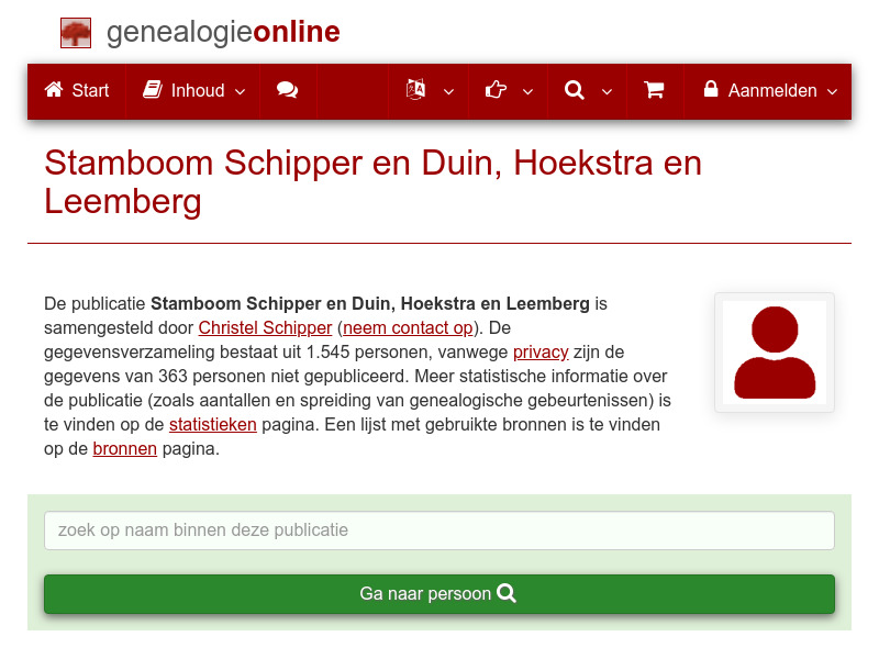 Screenshot van website