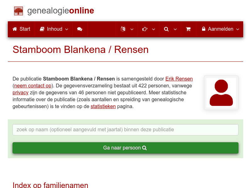 Screenshot van website