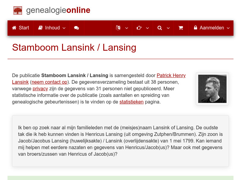Screenshot van website
