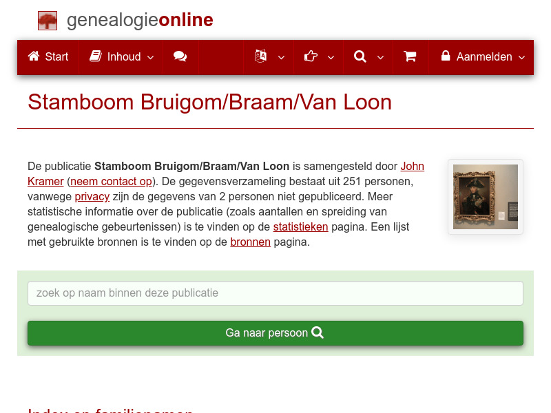 Screenshot van website