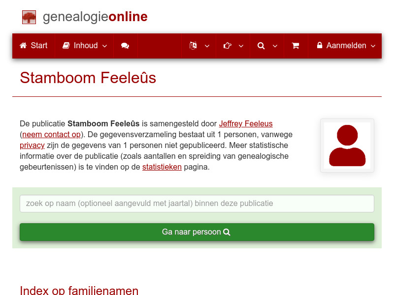 Screenshot van website