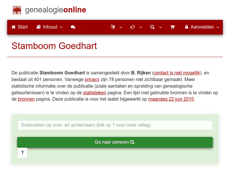Screenshot van website
