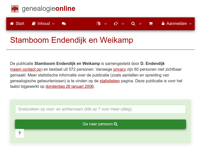 Screenshot van website