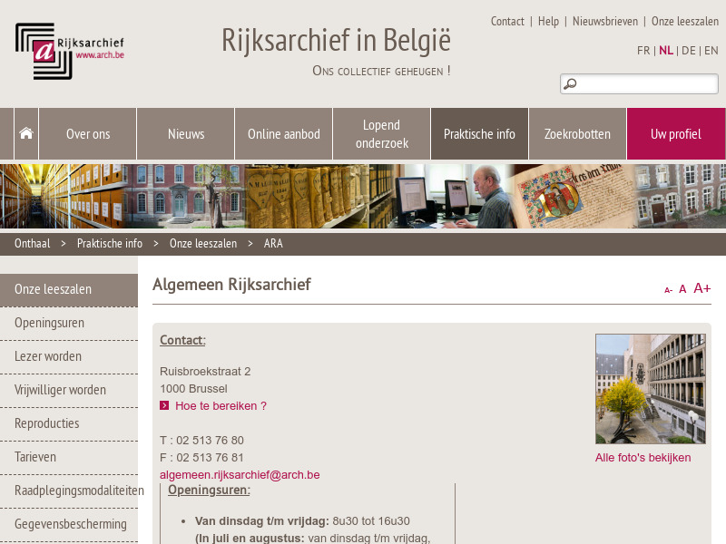 Screenshot van website