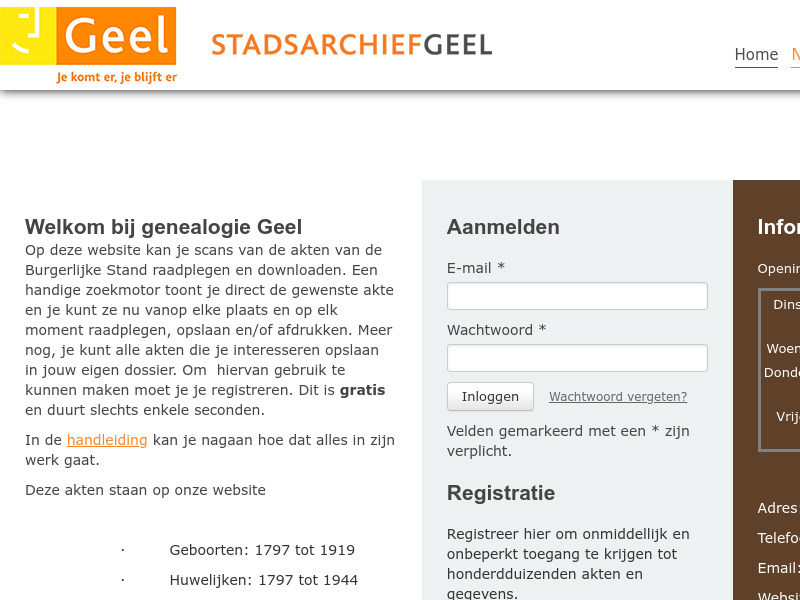 Screenshot van website