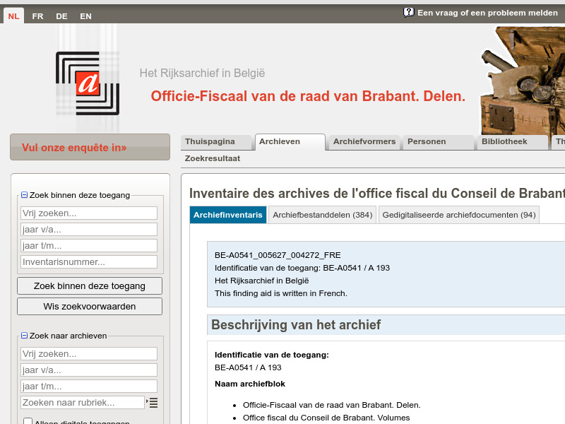 Screenshot van website