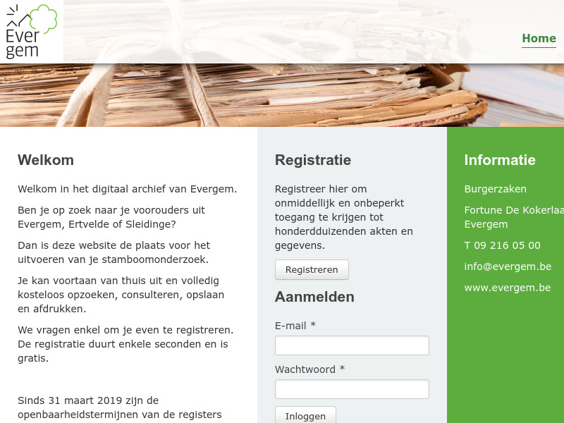 Screenshot van website