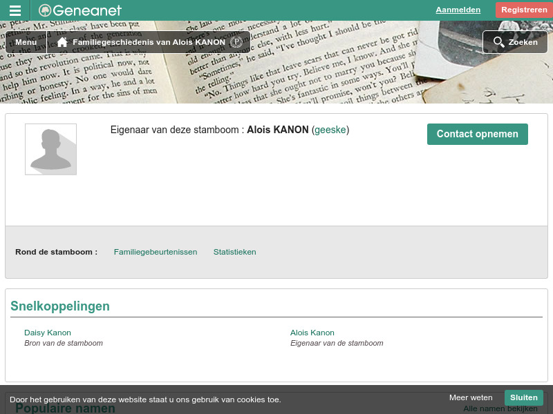 Screenshot van website
