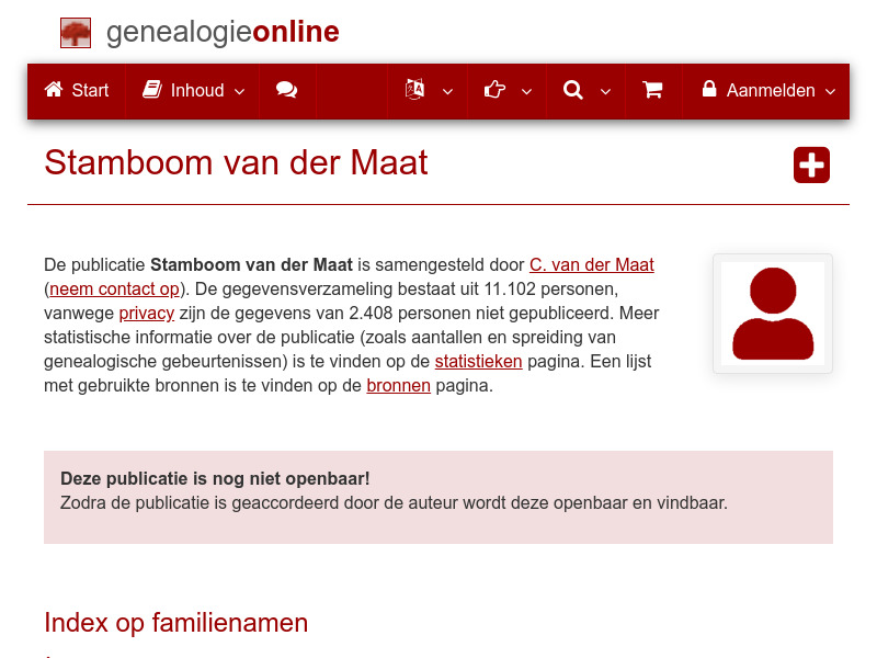 Screenshot van website