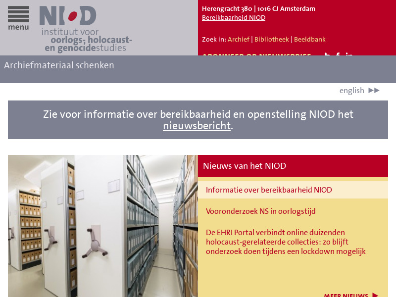 Screenshot van website