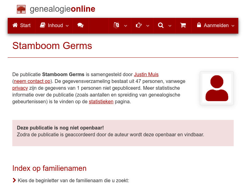 Screenshot van website