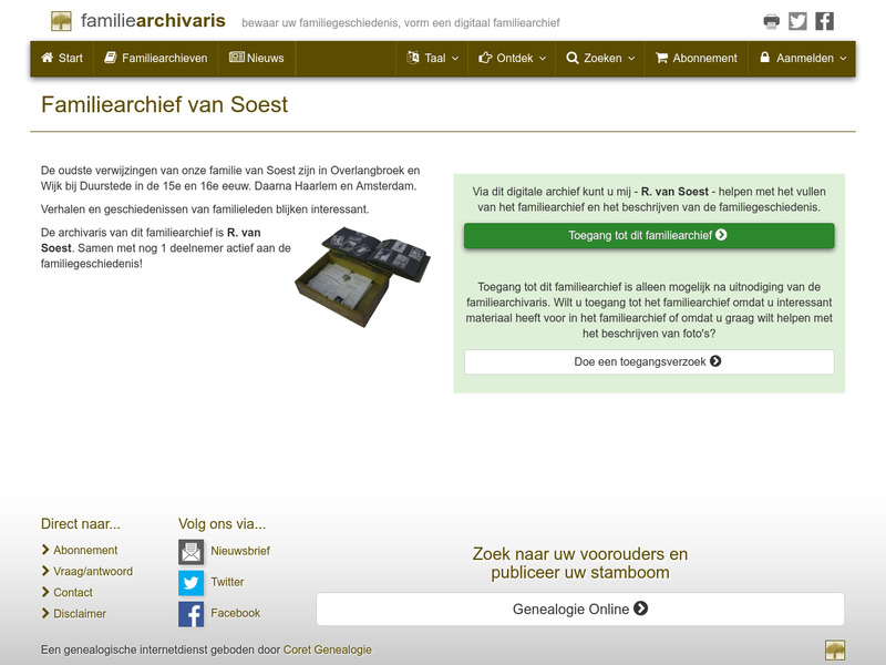 Screenshot van website