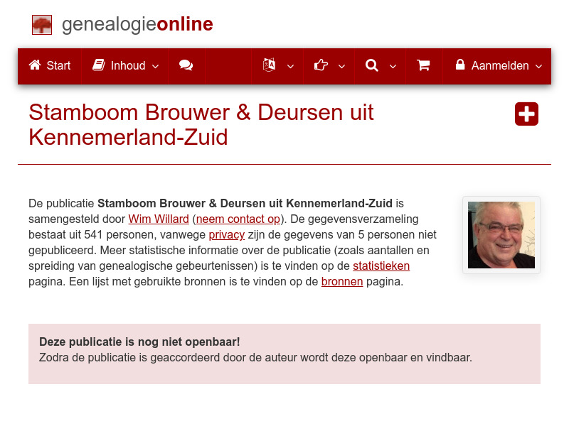 Screenshot van website