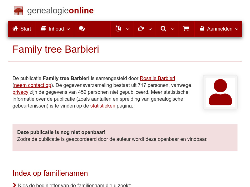 Screenshot van website