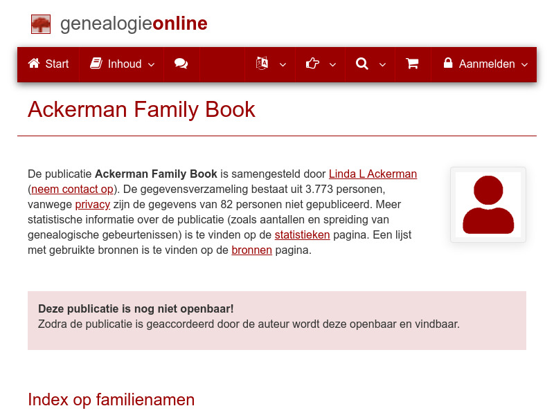 Screenshot van website