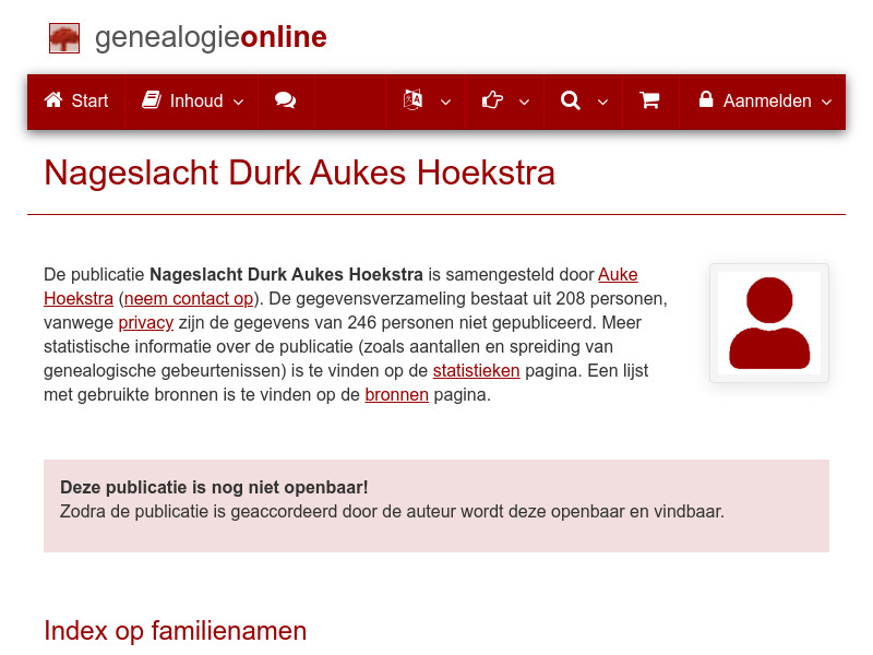 Screenshot van website