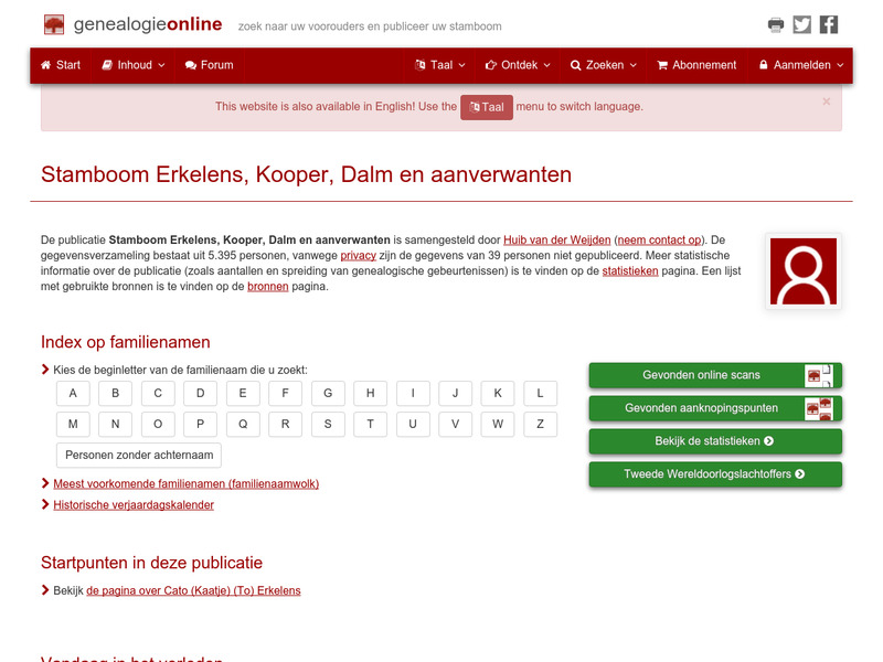 Screenshot van website