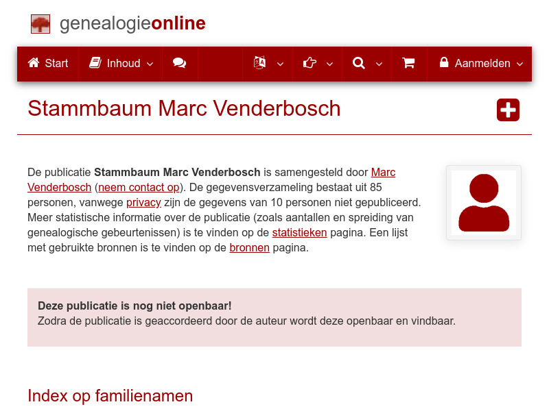 Screenshot van website