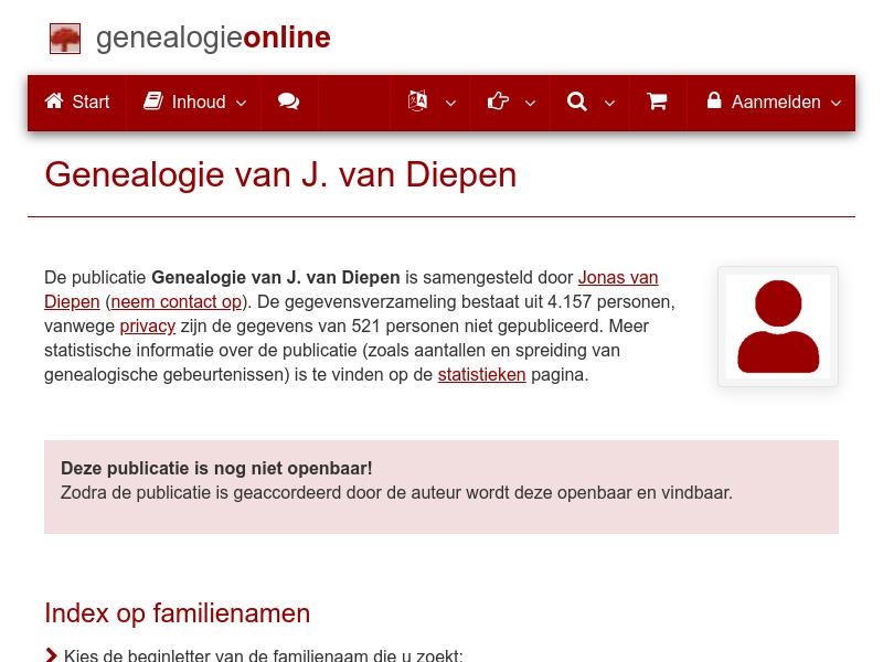 Screenshot van website