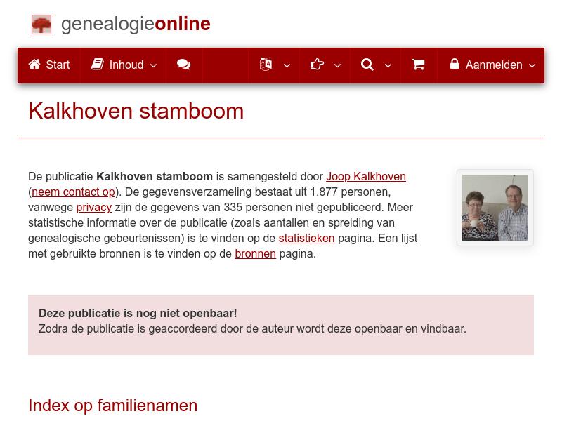 Screenshot van website