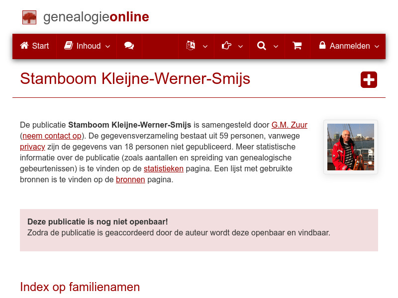 Screenshot van website