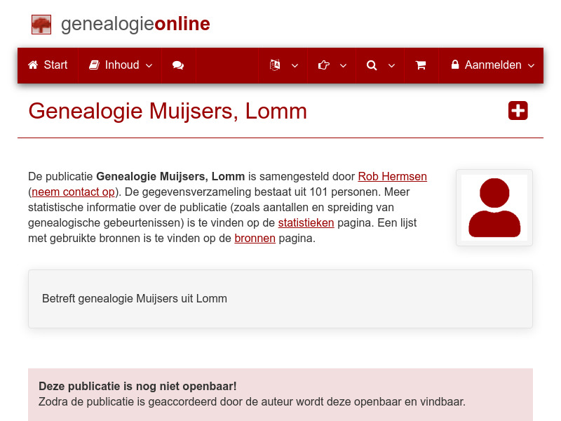 Screenshot van website