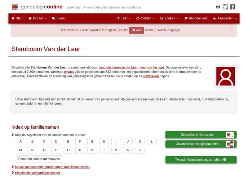 Screenshot van website