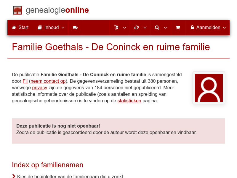 Screenshot van website