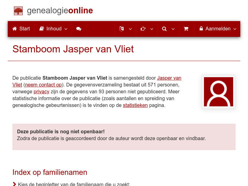 Screenshot van website