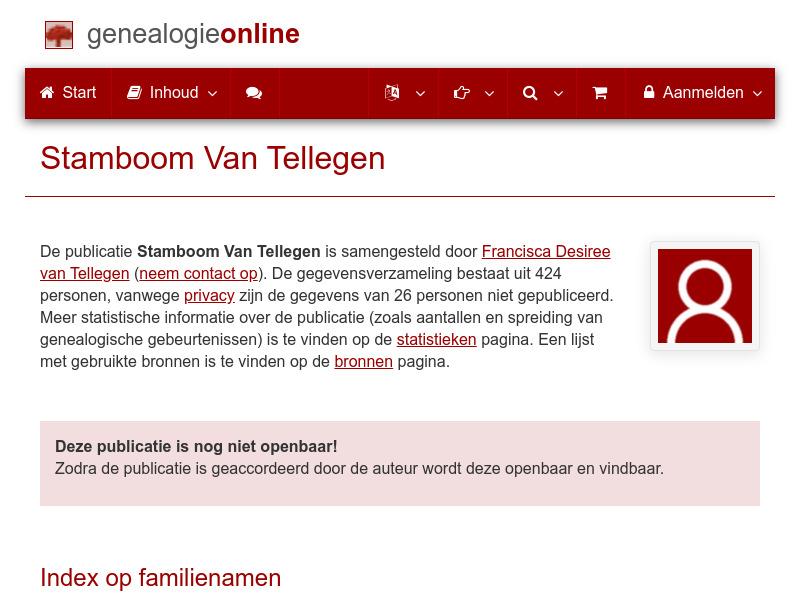 Screenshot van website