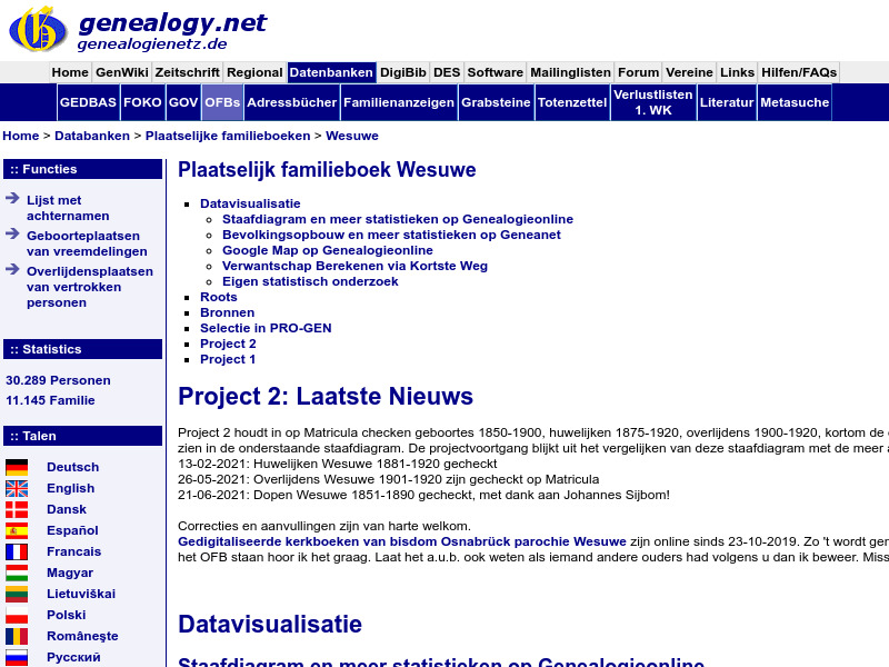 Screenshot van website