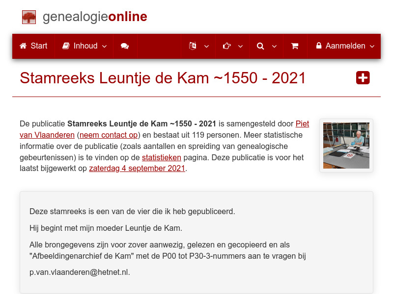 Screenshot van website
