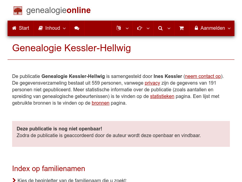 Screenshot van website
