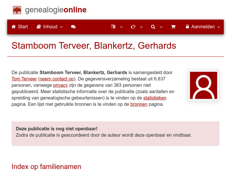 Screenshot van website